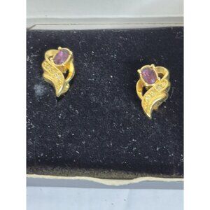 Avon Faux Amethyst Collection Clip-On Earrings 1995 NOS